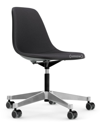 Eames Plastic Side Chair RE PSCC, Granite grey, With full upholstery, Dark grey