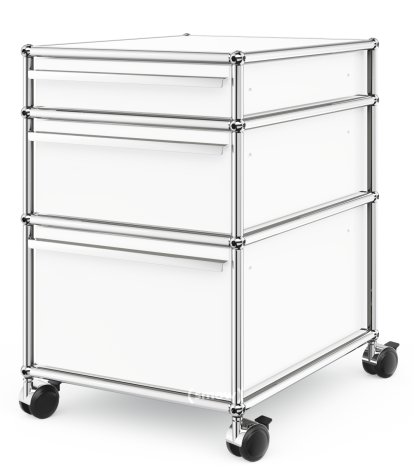 USM Haller Mobile Pedestal with 3 Drawers Type II (with Counterbalance), No locks, Pure white RAL 9010