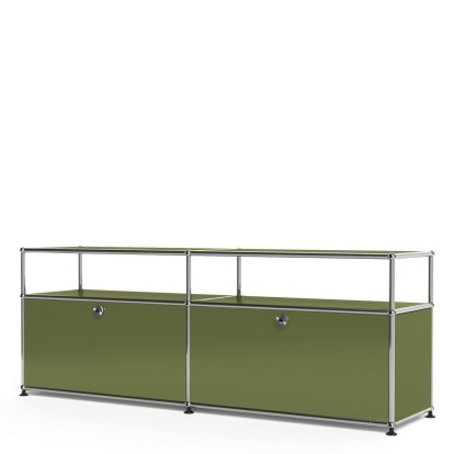 Details USM Haller USM Haller Lowboard L with Extension, Customisable USM Haller Lowboard L with Extension, Customisable, Olive green RAL 6003, With 2 drop-down doors, Without cable entry hole