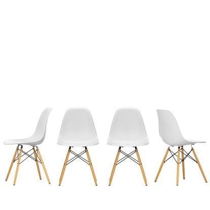 Details Vitra Eames Plastic Sidechair DSW Promotion Set of 4 Eames Plastic Sidechair DSW Promotion Set of 4, Cotton white RE, yellowish maple