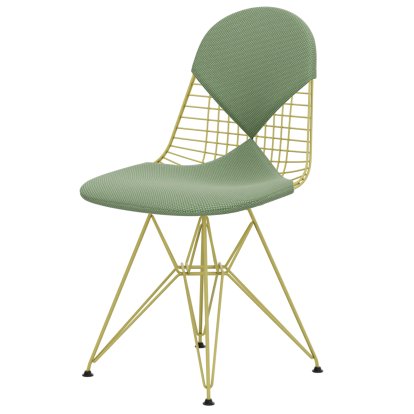 Wire Chair DKR , Powder-coated citron, Seat and backrest cushion (Bikini), Apollo mint / cream