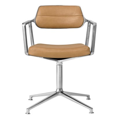 Swivel 453 Swivel Chair, Leather camel, Polished