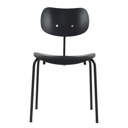 SE 68, Stackable, Without upholstery, Matt black powder-coated, Without armrests, Beech, black stained