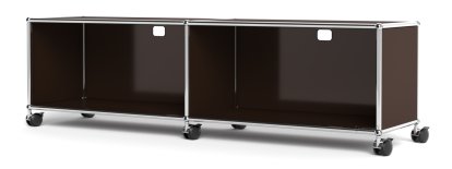 USM Haller TV-/HiFi-Lowboard, Customisable, USM brown, With 2 drop-down doors, With cable entry hole top centre