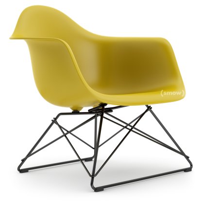 Eames Plastic Armchair RE LAR, Mustard, Without upholstery, Coated basic dark