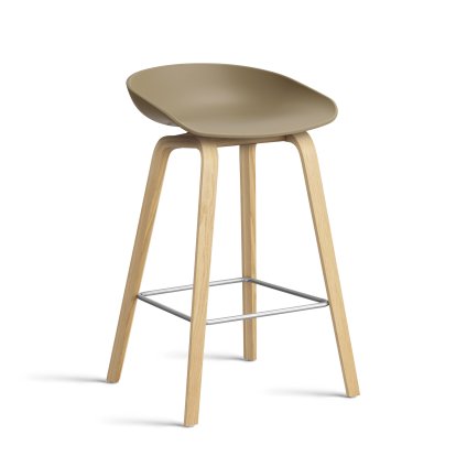 About A Stool AAS 32, Kitchen version: seat height 64 cm, Lacquered oak, Clay 2.0