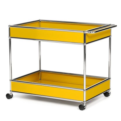 USM Haller Bar Trolley Type II with panelling, Golden yellow RAL 1004, Hard castors for carpets
