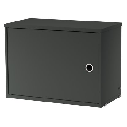 String System Cabinet with swing door, Dark grey lacquered