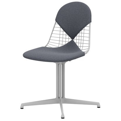 Wire Chair DKL, Coated white, Seat and backrest cushion (Bikini), Dark blue / ivory