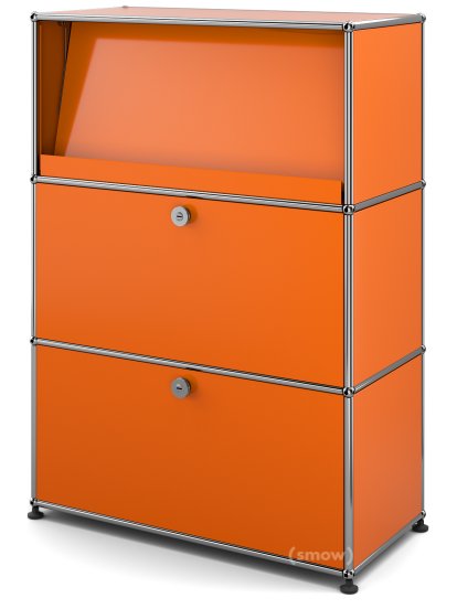 USM Haller Highboard M with Angled Shelf, Pure orange RAL 2004