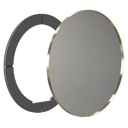 Unu mirror with LED lighting round (set), ø 100 cm, Brushed gold