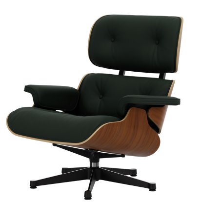 Lounge Chair, Walnut, natural, Lether Premium F jade, 84 cm - Original height 1956, Aluminium polished, sides black