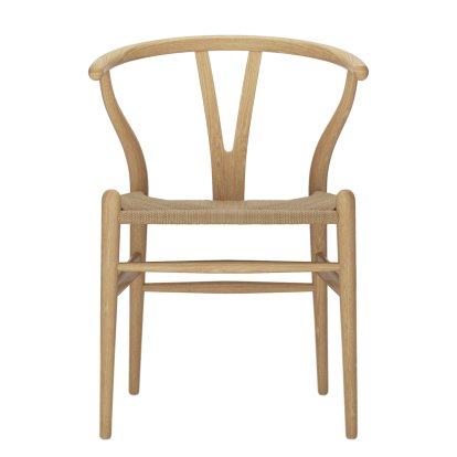 CH24 Wishbone Chair, White oiled oak, Nature mesh
