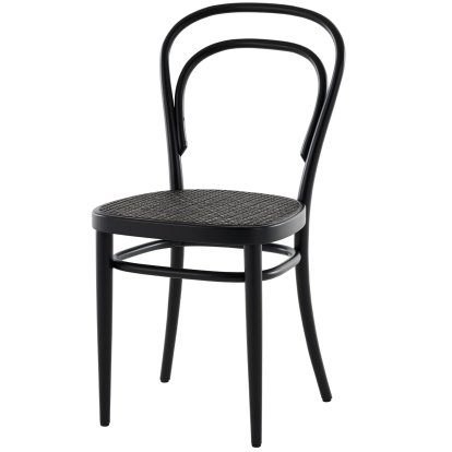 214 / 214 M Chair, Without armrests, Black stained beech, Cane-work dark melange