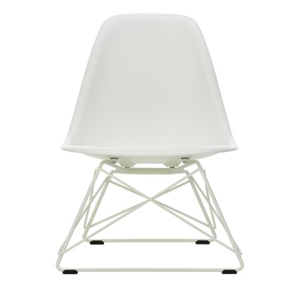 Eames Plastic Side Chair LSR, White RE, Without upholstery, Powder-coated white