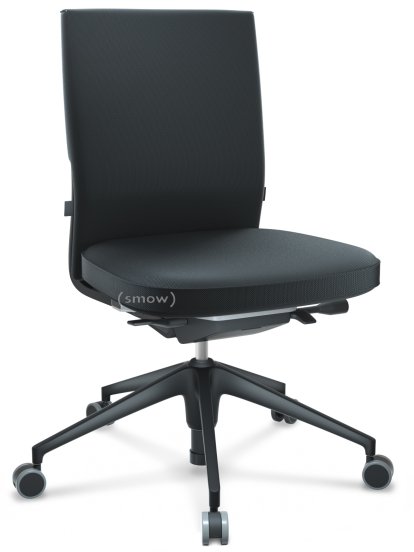 ID Soft, FlowMotion-without tilt mechanism, without seat depth adjustment, Without armrests, 5 star foot , basic dark plastic, Basic dark, Silk mesh seat and back, Nero, Hard castors for carpets