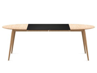 PLAYdinner Round, White oiled oak, L 120-220 cm, MDF black
