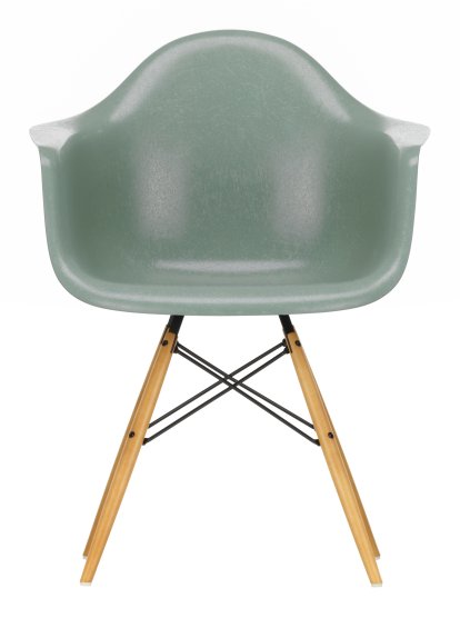 Eames Fiberglass Armchair DAW, Eames sea foam green, Yellowish maple