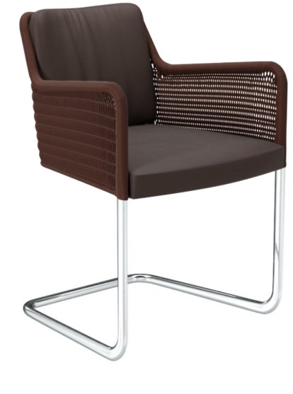 D43 Chair, Leather , Brown, Chrome-plated steel tubing