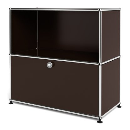USM Haller Sideboard M, Customisable, USM brown, Open, With drop-down door