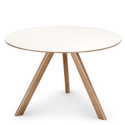 Copenhague Round Table CPH20, Ø 120 x H 74, Lacquered oak, Linoleum off-white