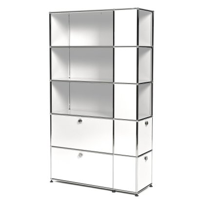 USM Haller bookcase with side compartments, Pure white RAL 9010
