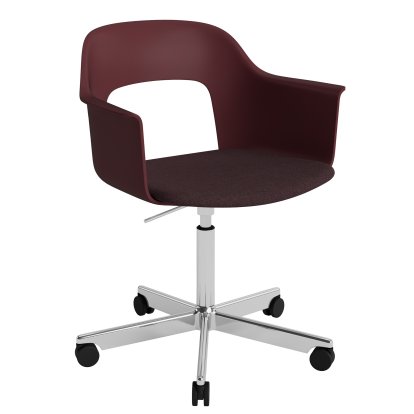 Layout 243 Swivel Armchair with Upholstered seat, Bordeaux / Remix 373, Polished aluminium