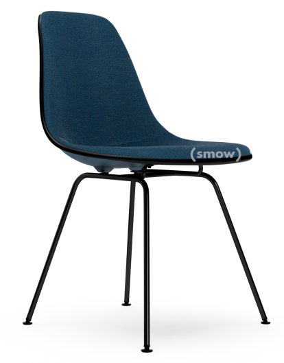 Eames Plastic Side Chair DSX, Sea blue, With full upholstery, Sea blue / dark grey, Standard version - 43 cm, Coated basic dark