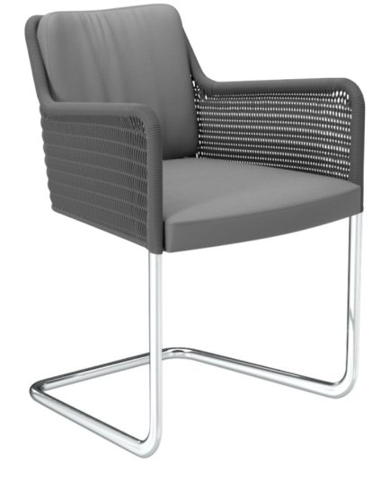 D43 Chair, Leather , Grey, Chrome-plated steel tubing