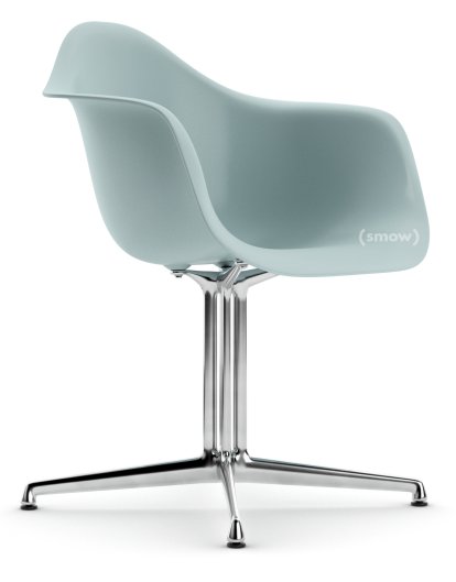 Eames Plastic Armchair DAL, Ice grey, Without upholstery, Without upholstery, Aluminium polished, New seat height (43,0 cm)