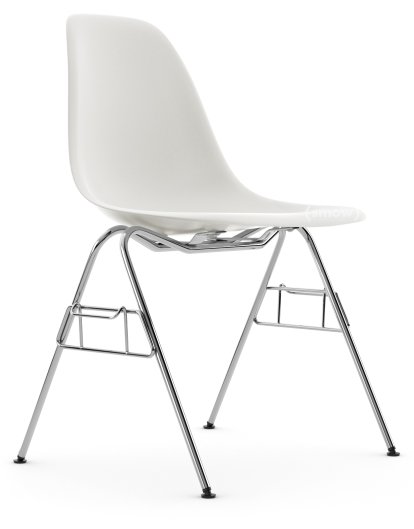 Eames Plastic Side Chair DSS / DSS-N, White RE, Without upholstery, Without upholstery, With linking element (DSS)