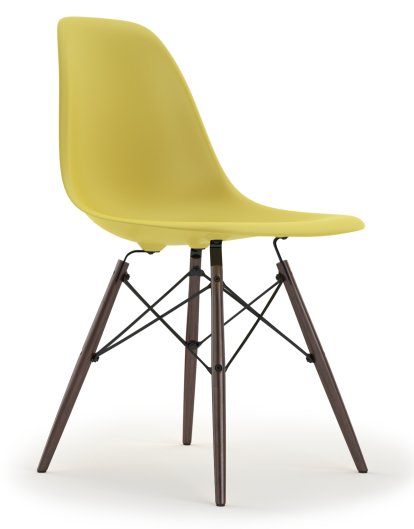 Eames Plastic Side Chair RE DSW, Citron, Without upholstery, Without upholstery, Standard version - 43 cm, Dark maple