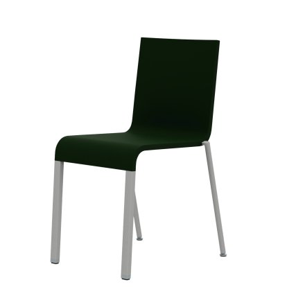 .03 Chair, Stackable, Base powder-coated silver sleek, Without armrests, Dark green