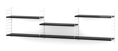 String System Shelf L, 20 cm, White, Black ash veneer