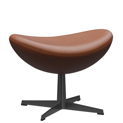 Egg Footstool, Leather Essential, Walnut, Black