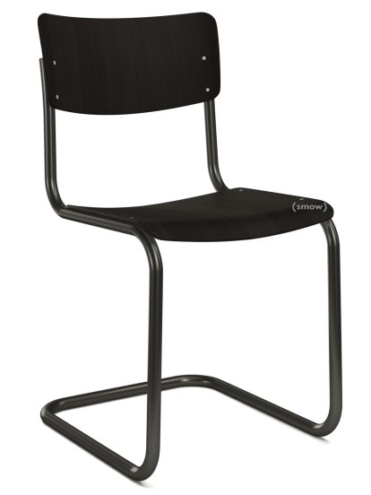 Details Thonet S 43 Classic Cantilever Chair S 43 Classic Cantilever Chair, Deep Black (RAL 9005), Stained beech, Black (TP 29), Without seat pad, Black plastic glides with felt