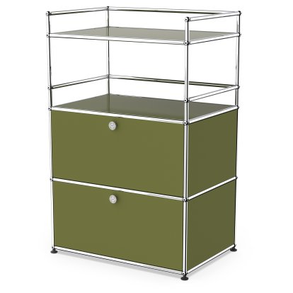 Details USM Haller USM Haller bar highboard USM Haller bar highboard, Olive green RAL 6003, With 2 drop-down doors