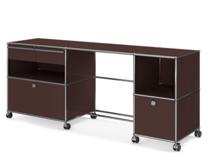 USM Haller Desktop Type 3, USM brown, Soft castors for hard floor surfaces