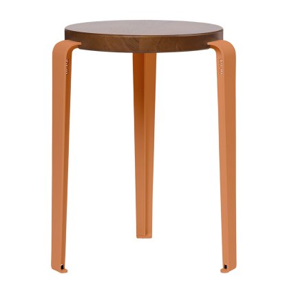 Lou Stool, Solid Wood, Tinted oak, Tangerine red