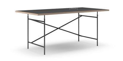 Eiermann Table, Linoleum black (Forbo 4023) with oak edge, 180 x 90 cm, Black, Vertical,  offset (Eiermann 2), 135 x 66 cm