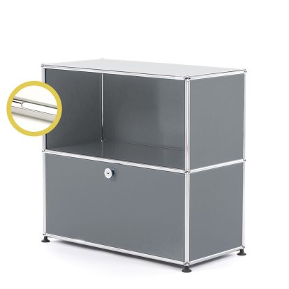 USM Haller E Sideboard M with Compartment Lighting, Mid grey RAL 7005, Cool white