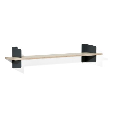 Wall Shelf Atelier, 3-layer fir/spruce veneer with white-pigmented lacquer, Black, Version 1, 160 cm