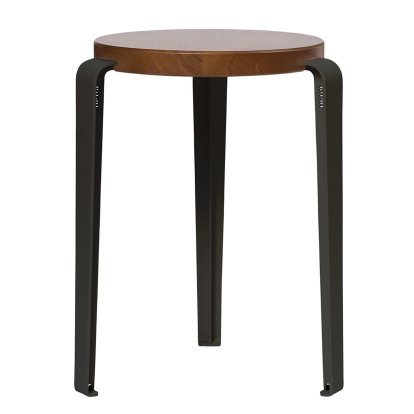 Lou Stool, Solid Wood, Tinted oak, Graphite black