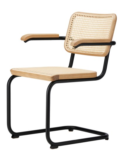 S 32 V / S 64 V Pure Materials Special Edition Cantilever Chair, Oak, Matt black, With armrests