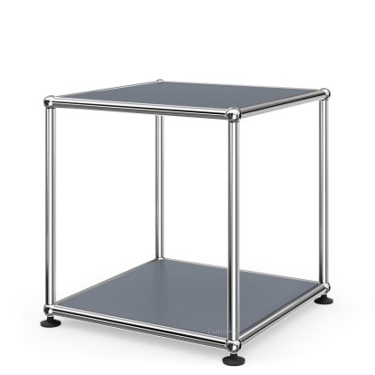 USM Haller Side Table 35, Both panels metal, Mid grey RAL 7005
