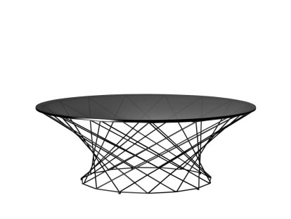 Oota, H 35 x ø 101 cm, Black glass, Matt black powder-coated
