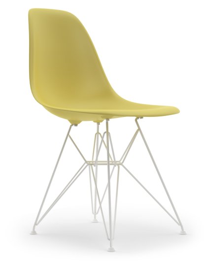 Eames Plastic Side Chair RE DSR, Citron, Without upholstery, Without upholstery, Standard version - 43 cm, Coated white