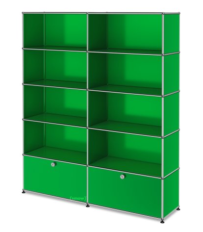 USM Haller Storage Unit L, Customisable, USM green, Open, Open, Open, With 2 extension doors