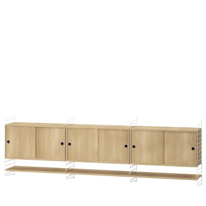String System Wall Shelf with 3 Wall Units, Oak veneer, White