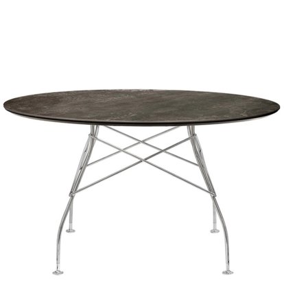 Glossy, Round Ø128 cm, chrome, Aged Bronze